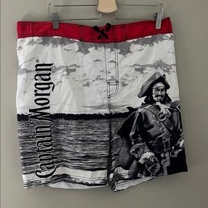 Captain Morgan Pirate Graphic Board Shorts Swim Trunks Medium